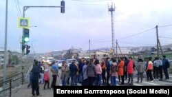 Перекрытие дороги протестующими в Бурятии, архив