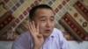 Kazakhstan - In this March 29, 2018, photo, Serikzhan Bilash, a prominent activist campaigning against Chinese internment camps, gestures as he speaks to The Associated Press at a restaurant in Almaty, Kazakhstan. Bilash was arrested by Kazakh police at a